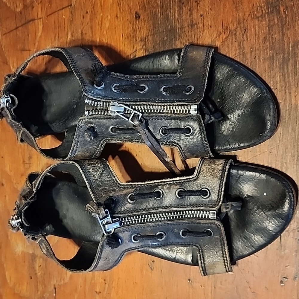All Saints Black and Tan Sandals